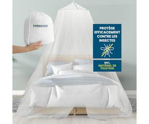 HOBERG Moustiquaire de Voyage | Moustiquaire XXL pour lit bébé, lit Simple et lit Double | Tente moustiquaire d'extérieur 400 Mesh pour Balcon | Auvent Anti-Insectes à Coller ou à Visser - 60 cm Ø