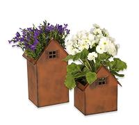 Hoberg Pots de Fleurs en Aspect Rouille - Set de 2 | Résistants aux intempéries & carrés | en Design de Maisons en 2 Tailles | Parfaits comme décoration pour Le Jardin, l'étang, Le Balcon & l'entrée