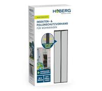 HOBERG Rideau anti-insectes & anti-pollen pour caravanes | Moustiquaire de porte avec bandes magnétiques XXL | Pour camping-cars | Moustiquaire anti-pollen 60 x 195 cm, fermeture automatique
