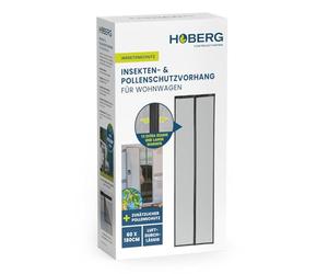 HOBERG Rideau anti-insectes & anti-pollen pour caravanes | Moustiquaire de porte avec bandes magnétiques XXL | Pour camping-cars | Moustiquaire anti-pollen 60 x 180 cm, fermeture automatique