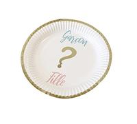 HOBI Tendances Fêtes - 6 ASSIETTES CARTON GENDER REVEAL 18CM BLANC