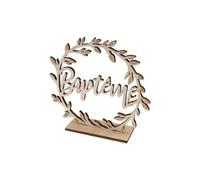 HOBI Tendances Fêtes - DÉCO Bois BAPTÊME Couronne 14.5X15.5X4CM Nature