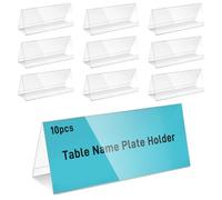 hocadon 10pcs Chevalet Porte Nom Porte Étiquettes de Prix Transparent | Plaques Nominatives de Table en Acrylique 30x12cm pour Bureaux, Magasins, Restaurants