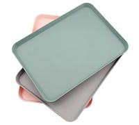 Hocadrv 3 Pièces Plateau Service Plastique Rectangulaire, Plateau | Rectangulaire, Plateaux Restauration Rapide pour Cuisine, Salle Manger, Café, 29,5 x 21 cm, (Rose, Gris, Gris-Vert)