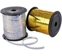 HOCHASOIN 2 Rouleaux Rubans Curling 5mm Or Argenté Ruban Décoratif Bobine Bolduc Lisse,Ruban Paquet pour Emballage Cadeau,travaux manuels,Mariages,fêtes et Occasions festives(Total 500 yards/456 m)