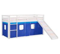 Hochbett Kinderbett Rutsche Kiefer Vorhang blau 90x200 Jugendbett