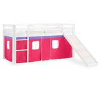 Hochbett Spielbett Kinderbett Rutsche Kiefer Vorhang pink 90x200 Jugendbett