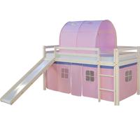 Hochbett Spielbett Kinderbett Rutsche Vorhang pink 90x200 Jugendbett Kiefer