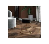 vidaXL Tabouret rond pouf de salon – Repose-pied velours – Noir
