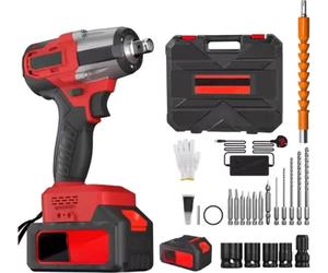 hocs sans fil hocs sans balais 1/2" – 1500 Nm Clé électrique – 4 douilles et 12 embouts de tournevis inclus