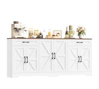HOCSOK Buffet Cuisine, 180 cm Buffet Salle a Manger, 6 Tiroirs 2 Portes | Meuble de Rangement, Armoire Vaisselier Cuisine pour Salon, Cuisine, Couloir, 180×87×34 cm, Blanc/Bleu/Noir