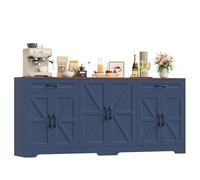 HOCSOK Buffet Cuisine, 180 cm Buffet Salle a Manger, 6 Tiroirs 2 Portes | Meuble de Rangement, Armoire Vaisselier Cuisine pour Salon, Cuisine, Couloir, 180×87×34 cm, Blanc/Bleu/Noir