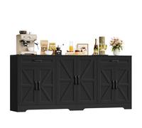 HOCSOK Buffet Cuisine, 180 cm Buffet Salle a Manger, 6 Tiroirs 2 Portes | Meuble de Rangement, Armoire Vaisselier Cuisine pour Salon, Cuisine, Couloir, 180×87×34 cm, Blanc/Bleu/Noir