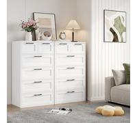 HOCSOK Commode 6 Tiroirs, Bois Armoire Chambre à Tiroirs, Haute Meuble de Rangement pour Salon, Chambre, Couloir, Blanche, 40 x 60 x 99,5 (2)