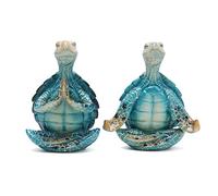 Hodao Lot de 2 Figurines de Tortue de mer pour décoration de Jardin, décoration de Jardin, décoration de Plage côtière, Statues de Yoga Zen en résine pour la Maison, Le Bureau, la Maison, Cadeaux