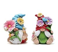 Hodao Lot de 2 Nains de Jardin de 10,2 cm de Hauteur - Décoration de Jardin - Elfe Tomte - Nain d'automne - Décoration d'intérieur - Couleur Nain - Couleur 1
