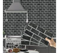 Hode Credence Adhesive pour Cuisine Noir 12 Pièces,Carrelage Adhesif Mural Cuisine Salle de Bain, Stickers Carrelage Muraux Carreaux Adhesif Autocollant Cuisine Decoratif 15x30 cm