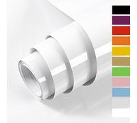 Hode Papier Adhesif pour Meuble Blanc Brillant Pailleté 90X600cm, Papier Peint Adhesif, Imperméable Vinyle Autocollants Meubles Cuisine Murs Tables Salles de bain Armoires Comptoirs