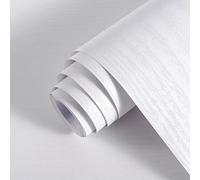 Hode Papier Adhésif pour Meubles Adhesif Vinyle Film Imperméable Décoratif Film (Grain de Bois Blanc 40cmX3m) Stickers pour Comptoirs Armoires Bureaux Armoire Cuisine Chambre Murs