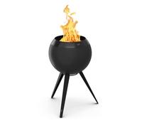 höfats - Brasero Moon 45 All Black avec pied haut - Brasero émaillé, à faible fumée, noir avec technologie de carburateur de bois, processus de combustion en deux étapes - Brasero de 45 cm de diamètre