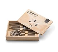 höfats - Couverts à Steak 8 pièces avec Couteau à Steak, Fourchette à Steak et boîte en Bois - Set de Couverts 4 Personnes - Acier Inoxydable