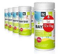 Höfer Chemie 12 x 1 kg 20 g Pastilles de Chlore Lent pour Piscine | Chloration Permanente de la Piscine - HAUTEMENT Efficace contre les Bactéries - Désinfection Longue Durée