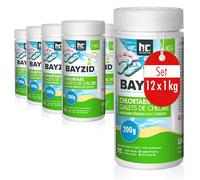 Höfer Chemie 12 x 1 kg Galets de Chlore Lent (200 g) pour Piscine - Chloration Permanente de la Piscine - Hautement Efficace Contre Les bactéries