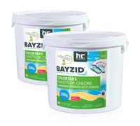 Galets de Chlore à Dissolution Lente BAYZID® 200g en Seaux de 5 KGx2 pour Piscines