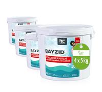 Granulés de Chlore Choc Stabilisé BAYZID® - Seau de 5 KG x 4 pour Piscines