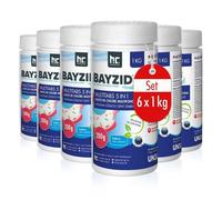Höfer Chemie 6 x 1 kg BAYZID® Galets de Chlore pour Piscine (200g) - Chlore Multifonction 5 en 1 : Désinfection, pH Régulé