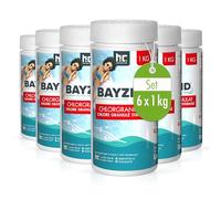 Höfer Chemie 6 x 1 kg Granulé de Chlore Choc pour Piscine - Action Rapide | Hautement Efficace, Rapidement Soluble, Désinfection pour une Eau Propre et Hygiénique - Rattrapage Express Eau Verte