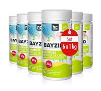 Höfer Chemie 6 x 1 kg Pastilles de Chlore Lent (20 g) pour Piscine - Hautement Efficace Contre Les Bactéries