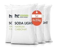 Höfer Chemie Carbonate de Sodium 4 x 25 kg - Correcteur pH Piscine et Spa | Soude (Sodium) de Qualité Technique Légère - pH Plus pour Piscine - Facilement Soluble dans l’Eau - Remonte le pH en Douceur