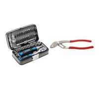 Högert HT1R462 Coffret à outils - Jeu de douilles tournevis à cliquet - Noir/bleu 1/4" & FACOM-Pinces 170A.25 Pinces Multiprises Standard 25 mm