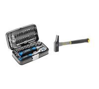 Högert HT1R462 Coffret à outils - Jeu de douilles tournevis à cliquet - Noir/bleu 1/4" & STANLEY STHT0-54159 Marteau de menuisier, Gris