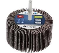 HÖGERT TECHNIK Balai abrasif avec tige 80 x 40 x 6 mm G100, ponceuse à lamelles pour métal, ébavurage, élimination de la rouille, ponçage de peinture, embout de ponçage Flap Wheel pour perceuse
