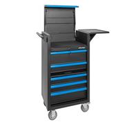 Högert Technik Chariot d’Atelier Armoire à Outils 5 tiroirs à roulements à Billes avec Verrouillage centralisé, Panneaux latéraux et roulettes - Chariot de Diagnostic Mobile pour Garage Automobile
