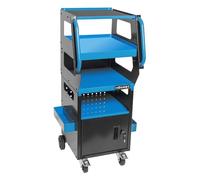 Högert Technik Chariot d’Atelier Chariot de Diagnostic 4 étagères avec Tablette pour Clavier, Panneau perforé, Compartiment verrouillable et roulettes