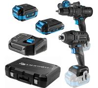 HÖGERT TECHNIK : Ensemble perceuse-visseuse à percussion sans fil 18 V, 200 Nm et 100 Nm, comprenant 2 visseuses à percussion sans balais, 2 batteries, un chargeur 4 A, un éclairage LED, et comprenant