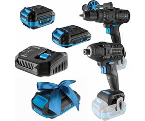HÖGERT TECHNIK : Ensemble perceuse-visseuse à percussion sans fil 18 V, 200 Nm et 100 Nm, comprenant 2 visseuses à percussion sans balais, 2 batteries, un chargeur 4 A, un éclairage LED, et comprenant