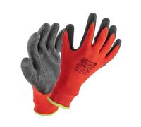 Högert Technik Gants de protection Roder avec revêtement en latex - Rouge/noir - Taille 9 - Haute résistance à l'abrasion - Prise flexible - Idéal pour les travaux de montage et d'entretien précis
