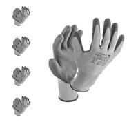 Högert Technik HUNTE Lot de 12 paires de gants avec revêtement en polyuréthane, gris/noir, taille 7, résistants à l'abrasion et flexibles, parfaits pour les travaux de précision