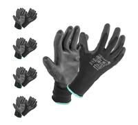 Högert Technik JAGST Lot de 12 paires de gants avec revêtement en polyuréthane, noirs, taille 11, résistants à l'abrasion et flexibles, parfaits pour les travaux de montage précis