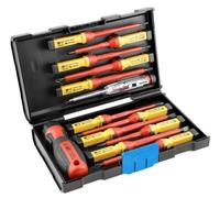 Högert Technik - Jeu de 13 tournevis isolés - Tournevis magnétiques à fente et cruciformes - 1000V VDE - Manche antidérapant - Outil universel pour électriciens