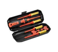 Högert Technik - Jeu de 8 tournevis isolés - Tournevis plats et cruciformes - Certificat VDE 1000V - Acier allié S2 - Manche isolé - Mallette