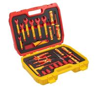 Högert Technik, jeu d'outils VDE isolés 25 pièces 1000 V – Kit professionnel pour électriciens avec tournevis, pinces et clés à douille