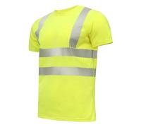 Högert Technik JURAL II T-shirt haute visibilité en polycoton, jaune, 3XL (58), gilet de sécurité, réfléchissant, respirant, léger, à manches courtes, vêtement de travail, chemises visibles
