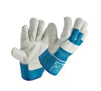 Högert Technik LEINE Gants en cuir de vachette canadien, bleu, taille 8, résistants à l'abrasion et renforcés, idéaux pour les travaux exigeants