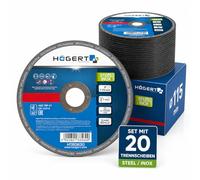 Högert Technik Lot de 20 disques à tronçonner pour métal inox 115 x 1,0 x 22,23 HT6D630