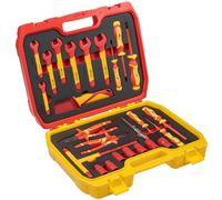 HÖGERT TECHNIK Lot de 25 outils d'électricien isolés 1000 V tournevis manuel, tournevis plat et cruciforme, pinces, test de tension, coffret en plastique